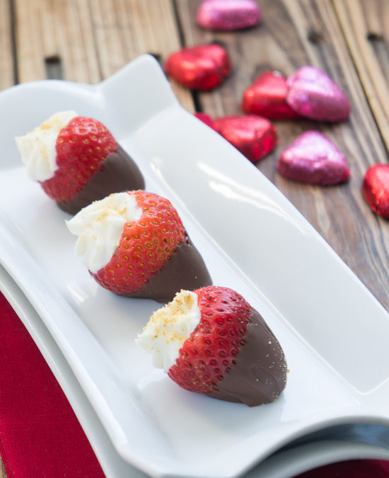 Chocolate Dipped Cheesecake Stuffed Strawberries