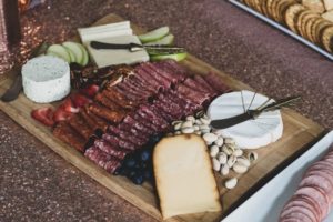 A meat, fruit, cheese and crackers board