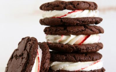 Chocolate Candy Cane Cookie Sandwiches
